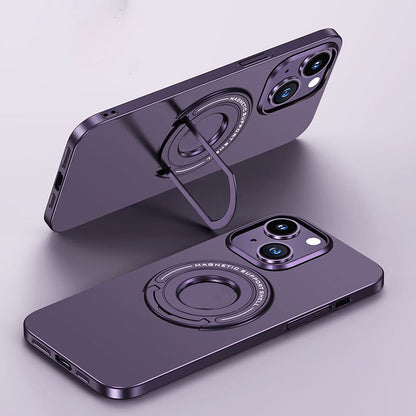 Magnetic Bracket Matte Skin Feeling Hard Shell Case Cover For iPhone