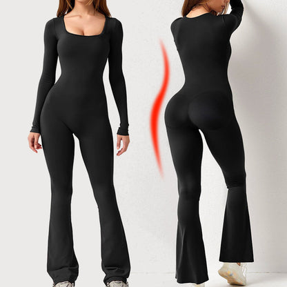 🔥Black Friday super sale🔥---Women's Long Sleeve Square Neck Wide Leg Jumpsuit--- BUY 2 FREE SHIPPING