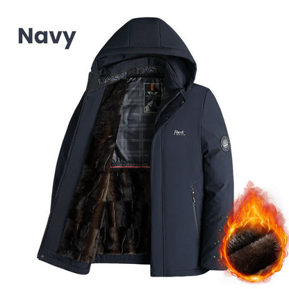 Men’s Padded Thermal Plush Parka Jacket with Removable Hood